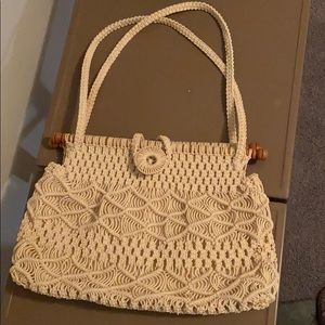 Handmade crocheted macrame handbag